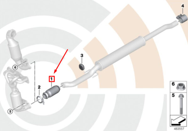 18302455550 - MINI COOPER R56 flue gas decoupling element value line 18302455550 NEW REAL