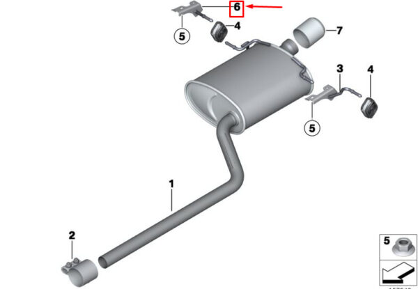 18302753104 - MINI CONVERTIBLE R57 REAR RIGHT MUFFLER BRACKET 18302753104 NEW GENUINE