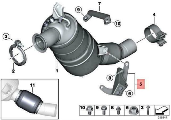 18303448551 - OEM BMW X3 E83 X3 1.8D HOLDER CATALYTIC CONVERTER NEAR ENGINE 18303448551 NEW
