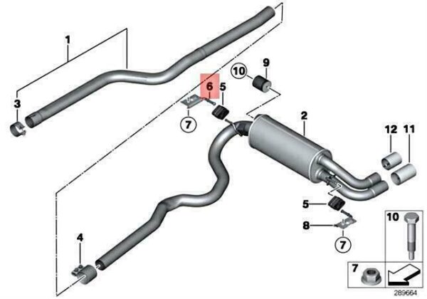 18308514563 - OEM BMW F20 F21 F22 F30 F31 F32 BRACKET REAR SILENCER RIGHT 18308514563 GENUINE