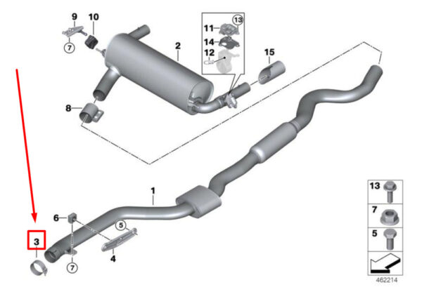 18308635798 - NEW BMW 3 F30, F80 EXHAUST SYSTEM MUFFLER CLAMP 18308635798 8635798 ORIGINAL