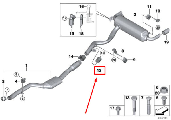 18309468590 - BMW 3 G20, G28 exhaust system vibration damper 18309868590 9468590 NEW original
