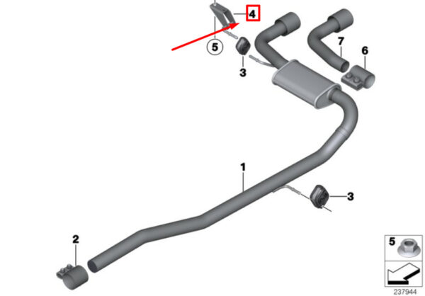 18309801973 - NEW MINI COUNTRYMAN R60 REAR RIGHT EXHAUST MUFFLER BRACKET 18309801973 ORIGINAL
