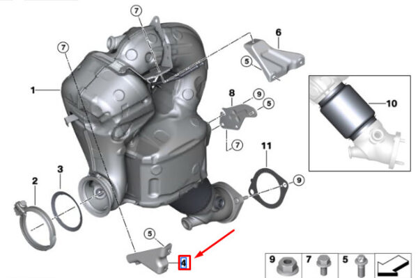 18327925997 - BMW 4 CONVERTIBLE G23 CATALYTIC CONVERTER HOLDER 18327925997 NEW GENUINE