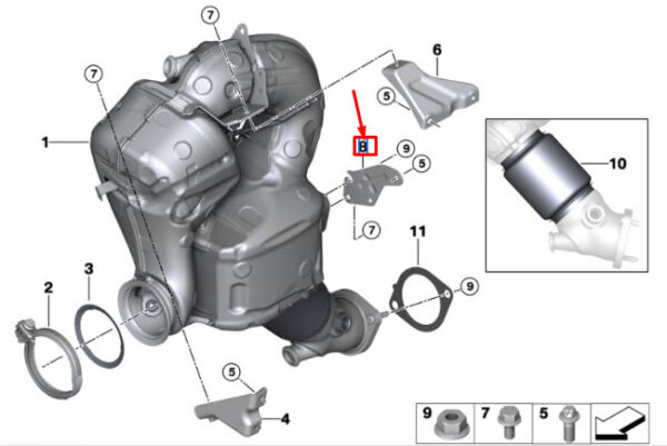 18327925998 - BMW 4 CONVERTIBLE G23 CATALYTIC CONVERTER HOLDER 18327925998 NEW GENUINE
