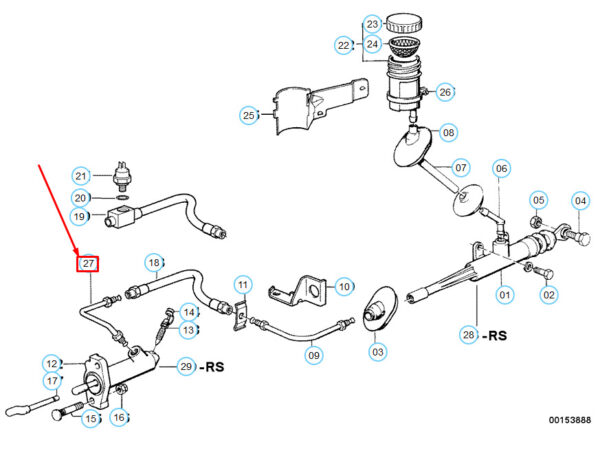 21521159354 - BMW 5 E34 clutch control tube 21521159354 1159354 NEW REAL