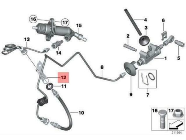 21526789265 - OEM BMW F06 F06N F10 F10N F11 F11N CLUTCH LINE BRACKET 21526789265 GENUINE