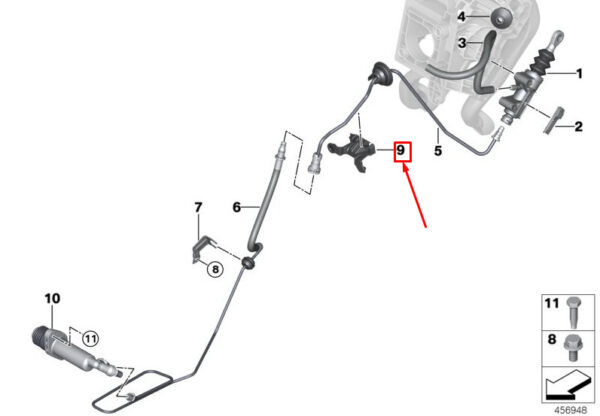 21526858650 - NEW BMW F45 F46 F48 F49 F54 F55 FRONT BRAKE LINE BRAKE PIPE BRACKET