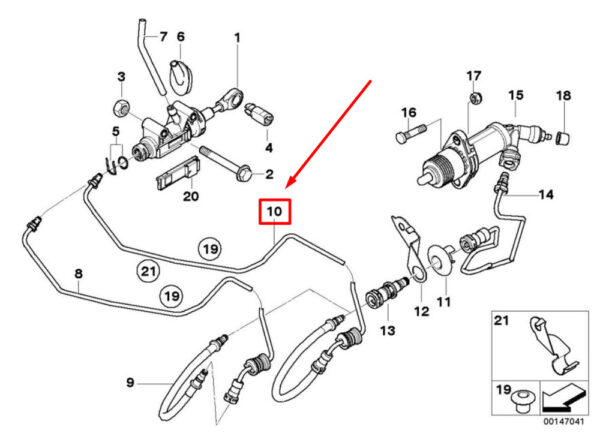 21526864475 - BMW 1 COUPE E82 CLUTCH CABLE LINE 6864475 21526864475 NEW GENUINE
