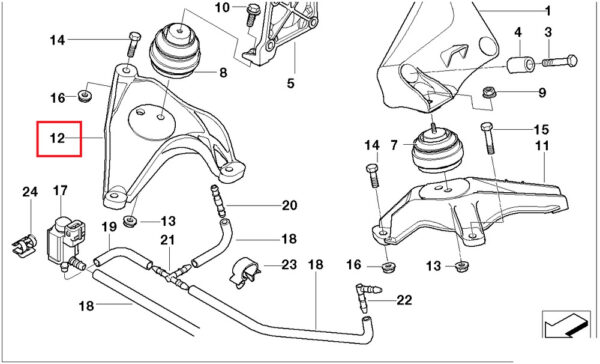 22111096080 - NEW BMW 5 SERIES E39 25D 120KW ENGINE MOUNT 22111096080