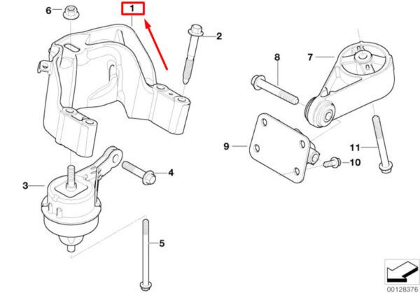 22116768204 - MINI CONVERTIBLE R52 engine mount 22116768204 6768204 NEW GENUINE