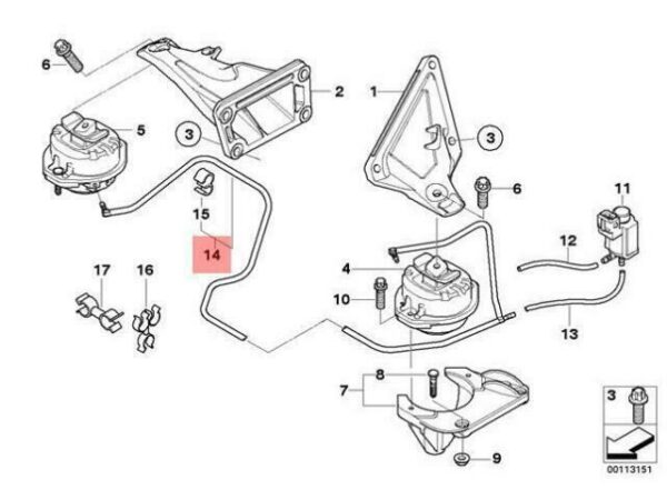 22116774683 - OEM BMW E65 E66 SALOON ENGINE SUSPENSION VACUUM PIPE 22116774683 GENUINE NEW