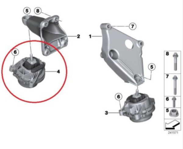 22116856184 - BMW 3 F30 Right Engine Mount 22116856184 6856184 NEW GENUINE