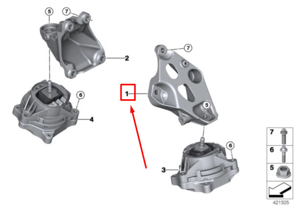 22116859415 - NEW BMW 4 F36 LEFT ENGINE SUPPORT BRACKET 22116859415 6859415 ORIGINAL