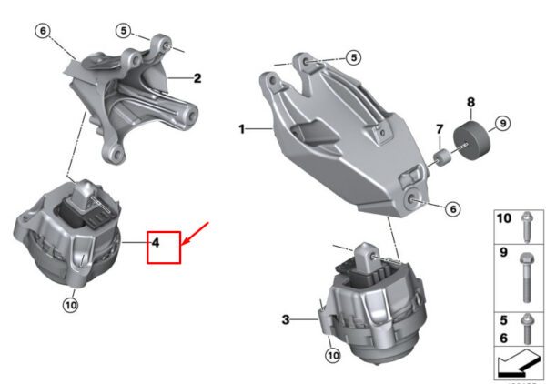 22116860512 - BMW 5 Touring G31 engine mount right 22116860512 NEW ORIGINAL
