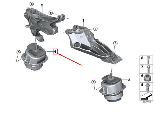 22118486268 - NEW BMW X5 F15 RIGHT ENGINE MOUNT 22118486268 8486268