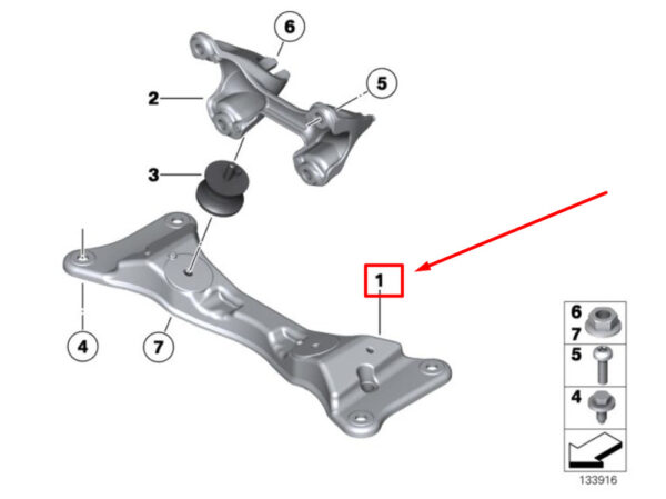 22316778059 - BMW 3 E90 Gearbox Support Mount Bracket 22316778059 6778059 NEW GENUINE
