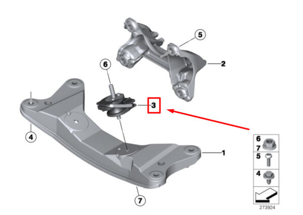 22316796619 - BMW 2 COUPE F22, F87 REAR GEARBOX MOUNT 6796619 22316796619 NEW GENUINE