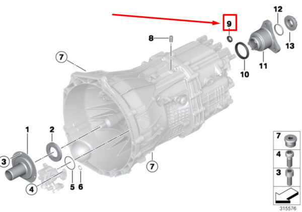 23118609224 - NEW BMW 3 G21 SHIFT TRANSMISSION SWITCH CONNECTION GASKET 8609224 23118609224