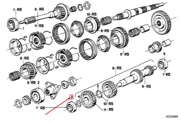 23121231495 - BMW 5 E28 Manual Transmission Grooved Ball Bearing 23121231495 NEW GENUINE