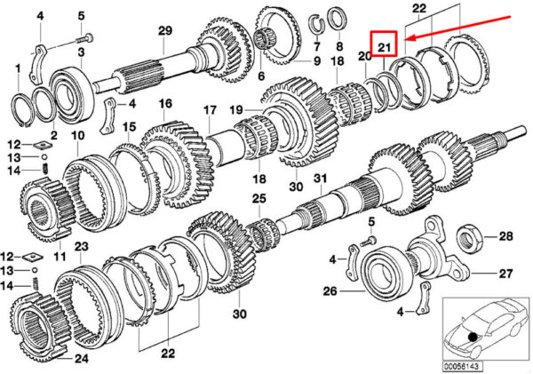 23211224918 - BMW 3 E46 transmission spacer 23211224918 1224918 original