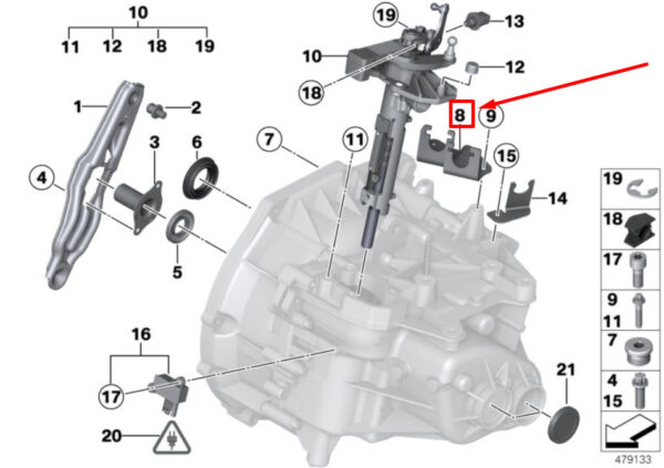 23417568465 - NEW MINI-LANDSMANN R60 BOWDEN CABLE BRACKET 23417568465 7568465 ORIGINAL