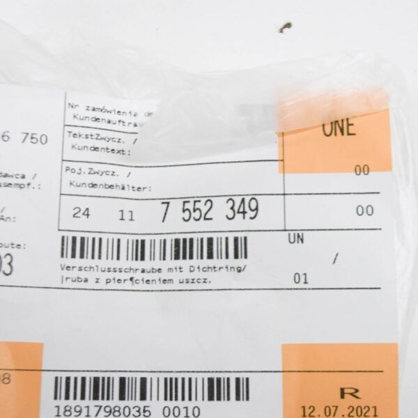 24117552349 - BMW 1 E81 Gearbox Oil Filler Plug M18x1.5x12mm 24117552349 NEW GENUINE