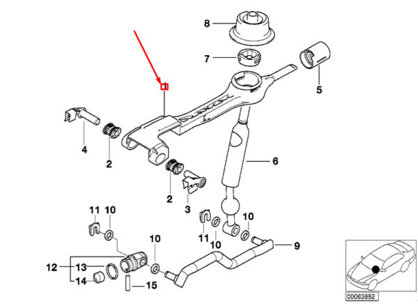 25117500506 - OEM BMW 3 Series E46 Gear Shift AMPLIFIED ARM 25117500506 7,500,506 REAL