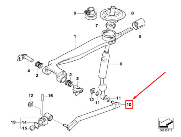 25117521446 - BMW 5 E60 manual transmission shift bar 25117521446 7521446 NEW ORIGINAL
