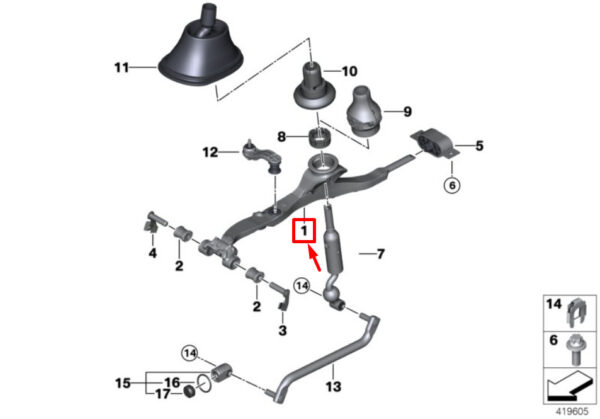 25117605089 - NEW BMW 3 F30 TRANSMISSION GEARSHIFT SHIFTING ARM 25117605089 7605089 ORIGINAL