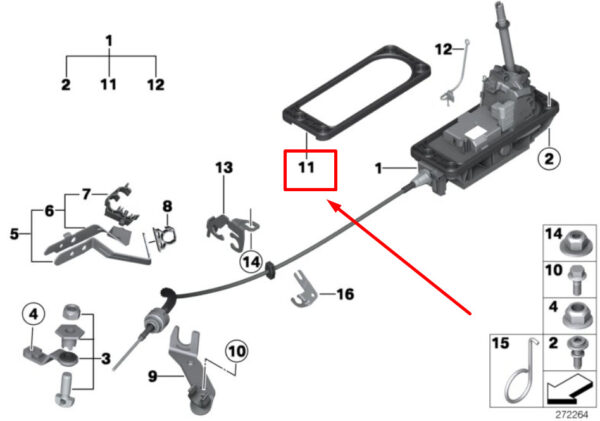25167570677 - MINI R60 automatic transmission shift lever gasket 25167570677 7570677 NEW ORIGINAL