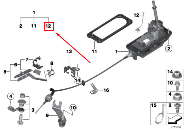 25167577719 - NEW MINI LANDMANN R60 FRONT CENTER CONSOLE EMERGENCY CABLE 25167577719 GENUINE