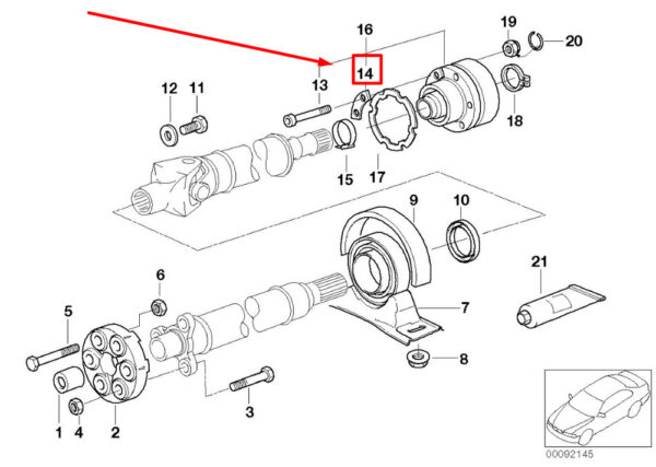 26111226876 - BMW 5 E39 drive shaft amplification 26111226876 1226876 NEW ORIGINAL