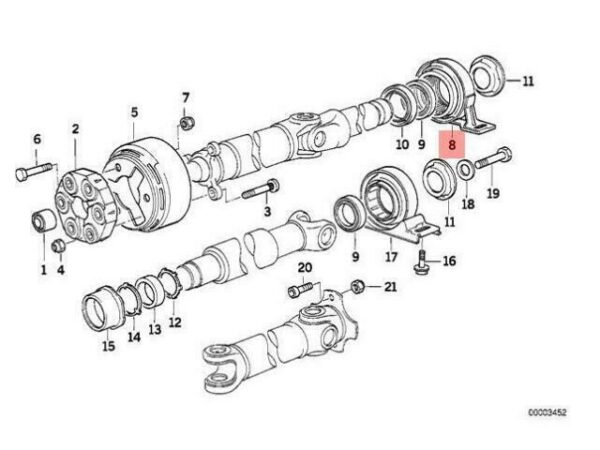 26121227469 - OEM BMW E36 DRIVESHAFT CENTER SUPPORT WITH BEARING 325I 325IS NEW