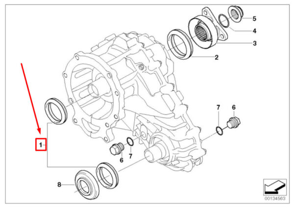27107540774 - NEW BMW X5 E53 TRANSFER HOUSING WAVE SEAL 7540774 27107540774 ORIGINAL