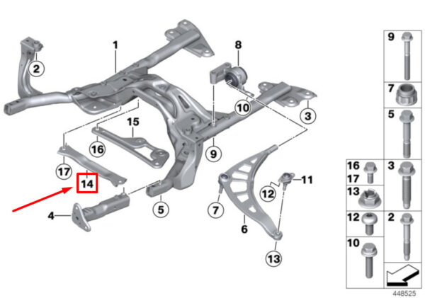 31109807165 - MINI COUNTRYMAN R60 Front Subframe Bracket 9807165 31109807165 NEW ORIGINAL