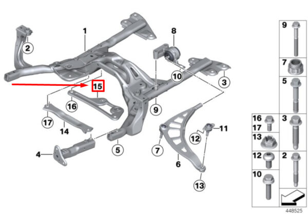 31109807393 - NEW MINI PACEMAN R61 FRONT SUBFRAME CLAMP REAR STRUT 9807393 31109807393