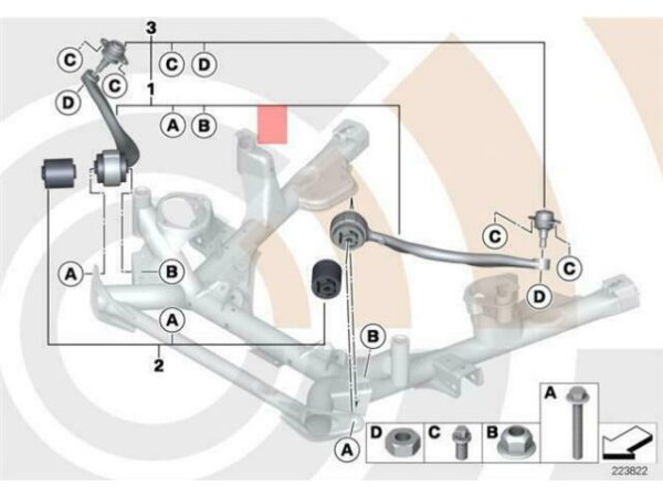31122180460 - OEM BMW FRONT PULL ROD RUBBER MOUNTING SET E53 X5 31122180460 GENUINE NEW