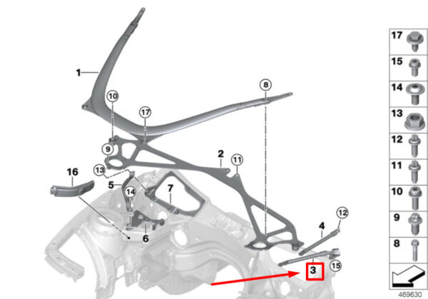 31122284857 - BMW 3 Series F80 left crossbar extension 31122284857 2284857 NEW ORIGINAL