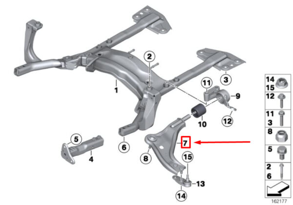 31126772302 - OEM MINI CLUBMAN R55 FRONT RIGHT LOWER WISHBONE CONTROL ARM 31126772302 GENUINE