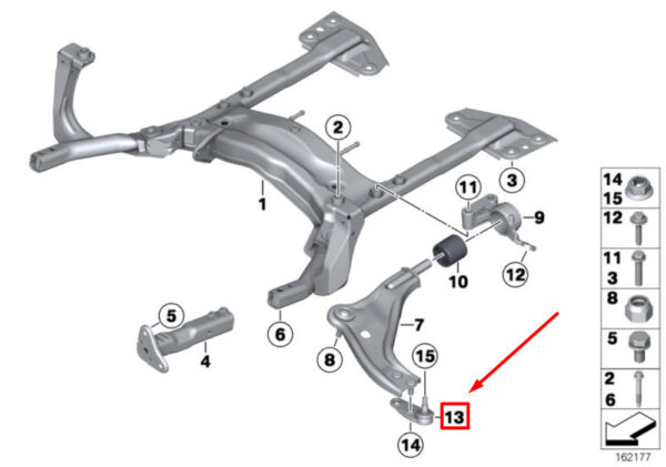 31126772303 - MINI CLUBMAN R55 Front Left Lower Ball Joint 311267772303 NEW GENUINE
