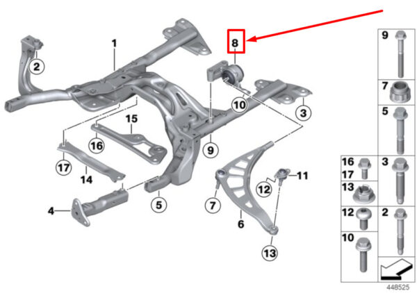31129804428 - NEW MINI R60 RIGHT WISHBONE MOUNT WITH RUBBER MOUNTIN 31129804428 9804428