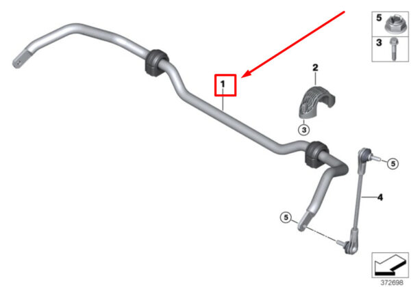 31306853911 - MINI F54 Front Stabilizer with Rubber Mount 31306853911 6853911 NEW