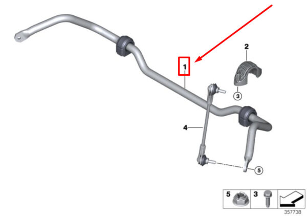 31306859880 - NEW MINI F56 FRONT STABILIZER BAR WITH RUBBER MOUNTING 6859880 31306859880 GENUINE