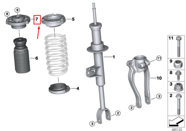 31306882570 - BMW 5 Touring G31 shock absorber guide front 31306882570 NEW ORIGINAL