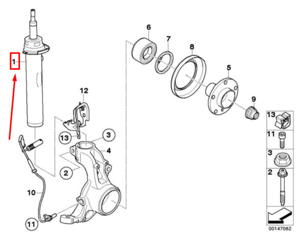 31316779984 - BMW 3 COUPE E92 FRONT RIGHT SHOCK ABSORBER 31316779984 6779984 NEW GENUINE