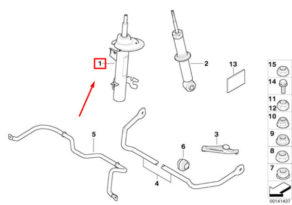 31316780522 - MINI COOPER R50, R53 JCW strut front right 31316780522 NEW ORIGINAL