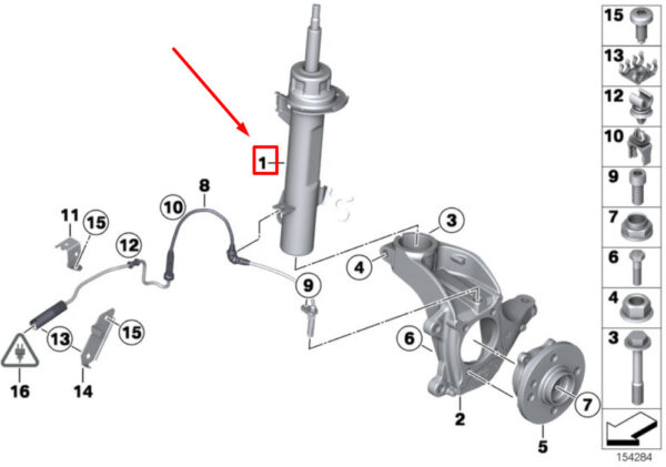 31316781903 - MINI CLUBMAN R55 strut front left 6781903 31316781903 NEW REAL
