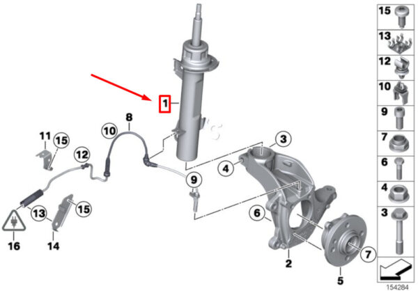 31316782208 - MINI COUPE R58 Vordere rechte Federbeinbaugruppe 31316782208 NEUES ECHTES