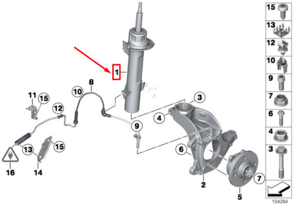 31316782209 - NEW OEM MINI COOPER S R56 FRONT LEFT SUSPENSION STRUT 31316782209 GENUINE